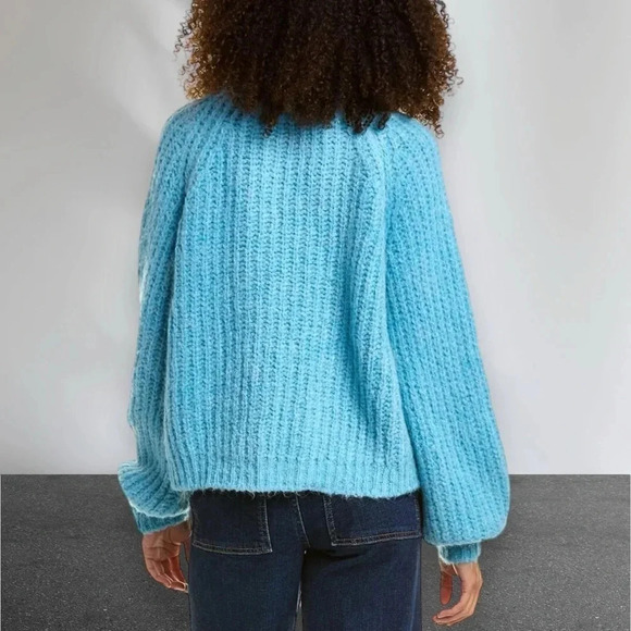 MAJE Alpaca & Wool Blend Sweater Jumper in Aqua Blue Size L - Picture 6 of 16